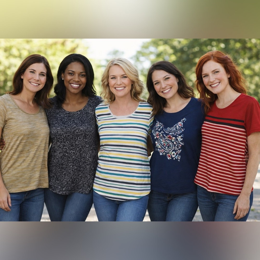 Kim Rogers/Croft & Barrow Bundle of 5 womens scoop neck tee size petite Large